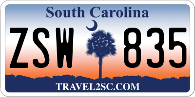 SC license plate ZSW835