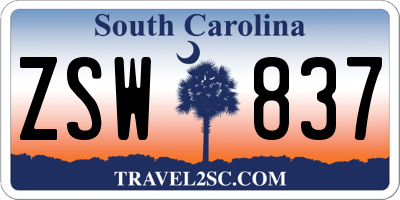 SC license plate ZSW837