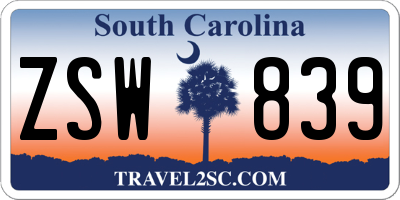 SC license plate ZSW839