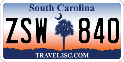 SC license plate ZSW840
