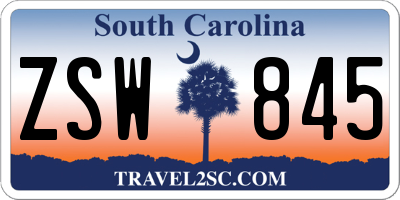 SC license plate ZSW845