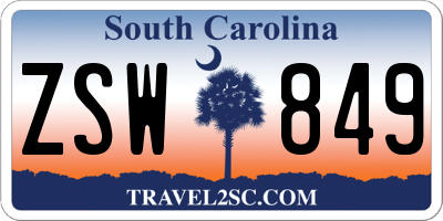 SC license plate ZSW849