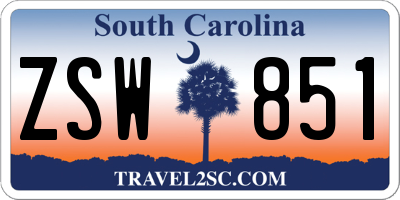 SC license plate ZSW851