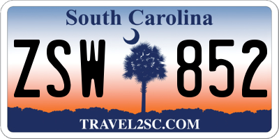 SC license plate ZSW852