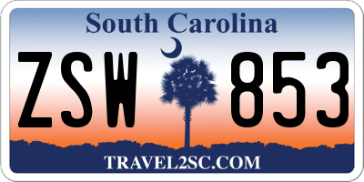 SC license plate ZSW853