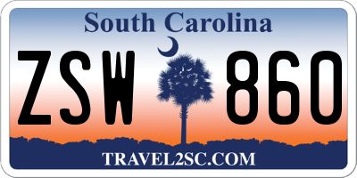 SC license plate ZSW860