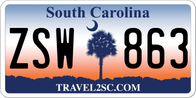 SC license plate ZSW863