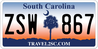 SC license plate ZSW867