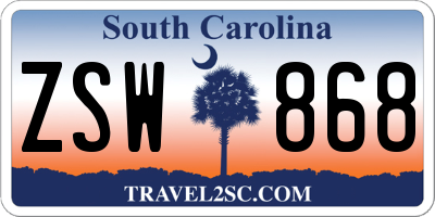 SC license plate ZSW868