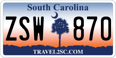 SC license plate ZSW870