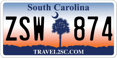 SC license plate ZSW874