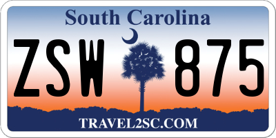 SC license plate ZSW875