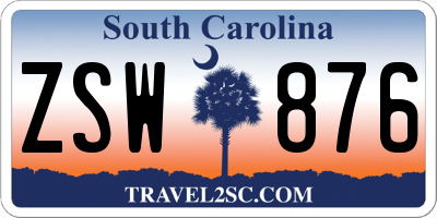 SC license plate ZSW876