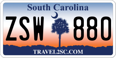 SC license plate ZSW880