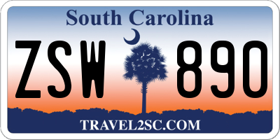 SC license plate ZSW890