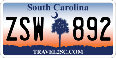 SC license plate ZSW892