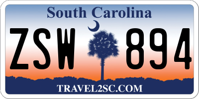 SC license plate ZSW894