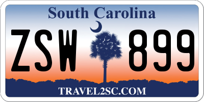 SC license plate ZSW899