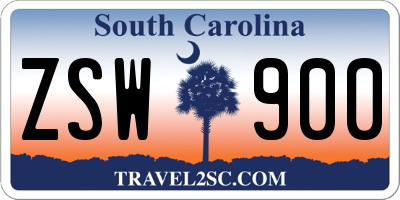 SC license plate ZSW900