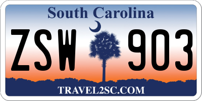 SC license plate ZSW903