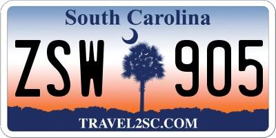 SC license plate ZSW905