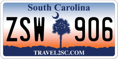 SC license plate ZSW906