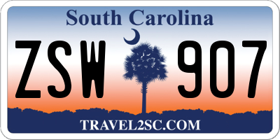 SC license plate ZSW907