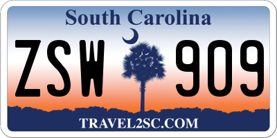 SC license plate ZSW909