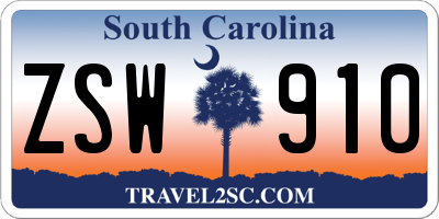 SC license plate ZSW910