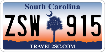 SC license plate ZSW915