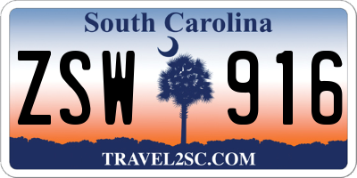 SC license plate ZSW916