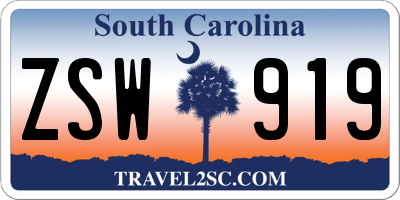 SC license plate ZSW919