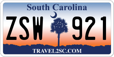 SC license plate ZSW921