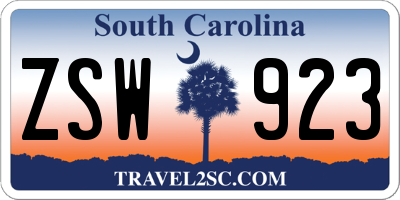 SC license plate ZSW923