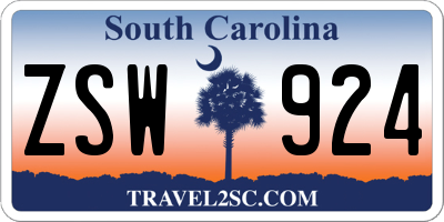 SC license plate ZSW924
