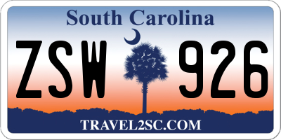 SC license plate ZSW926