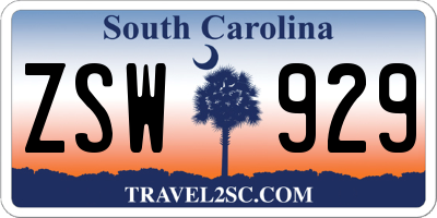 SC license plate ZSW929