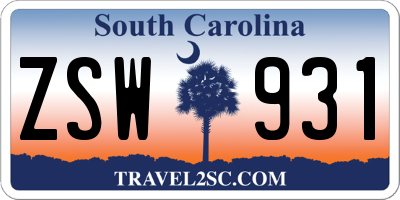 SC license plate ZSW931