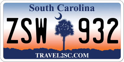 SC license plate ZSW932