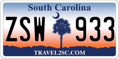 SC license plate ZSW933