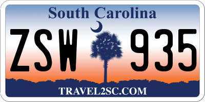 SC license plate ZSW935