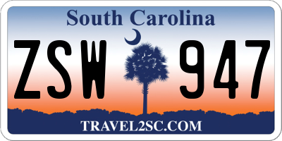SC license plate ZSW947