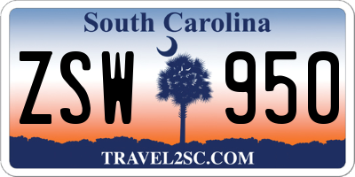 SC license plate ZSW950