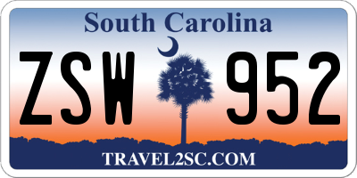 SC license plate ZSW952