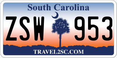 SC license plate ZSW953