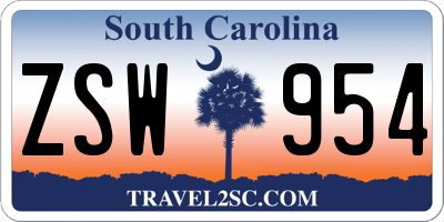 SC license plate ZSW954