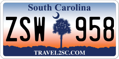 SC license plate ZSW958