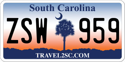 SC license plate ZSW959