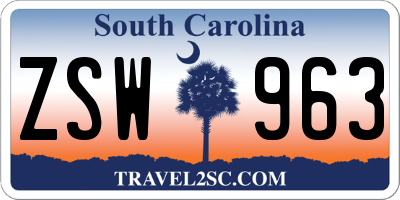 SC license plate ZSW963