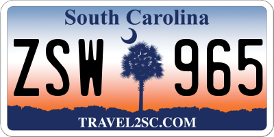SC license plate ZSW965
